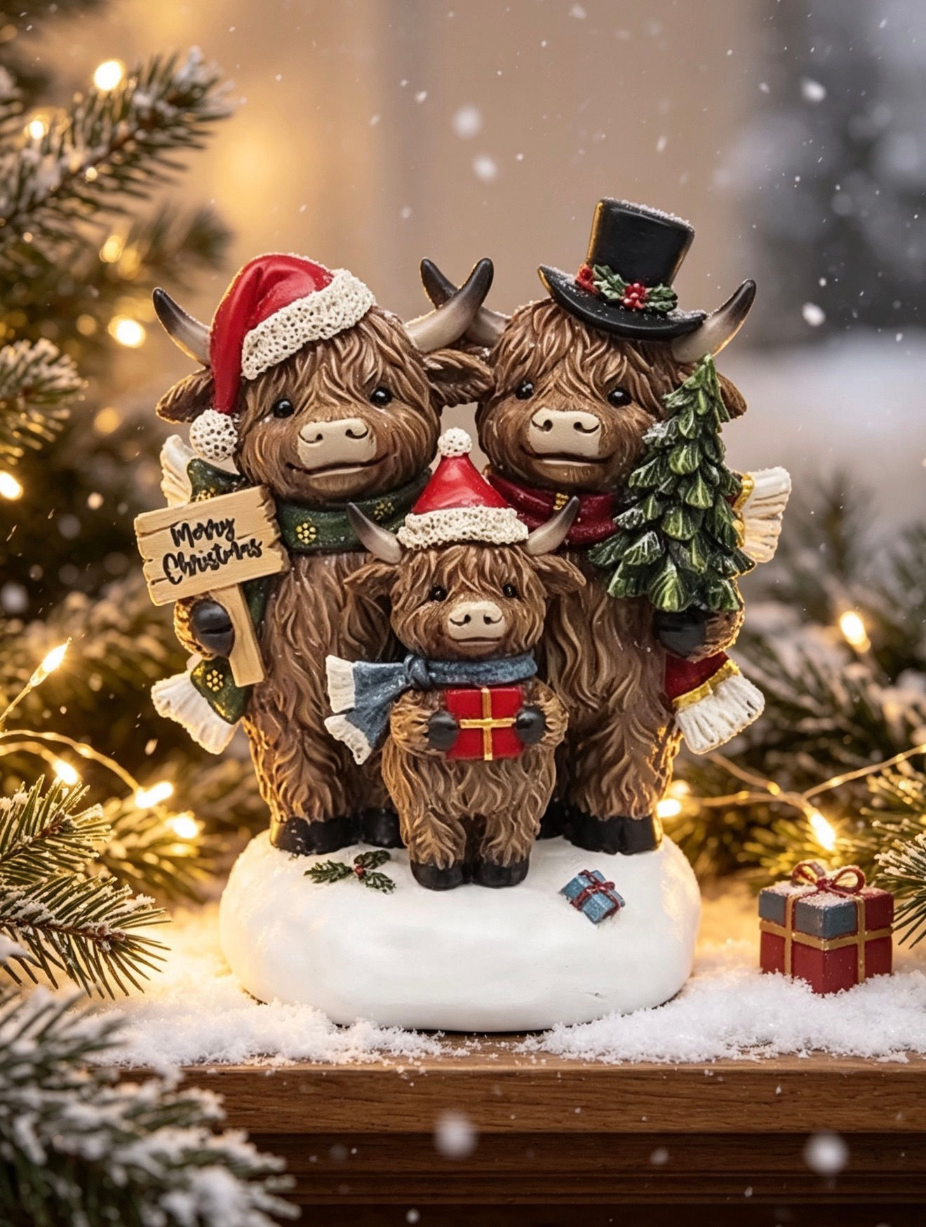 LED Light Up Christmas Highland Cows