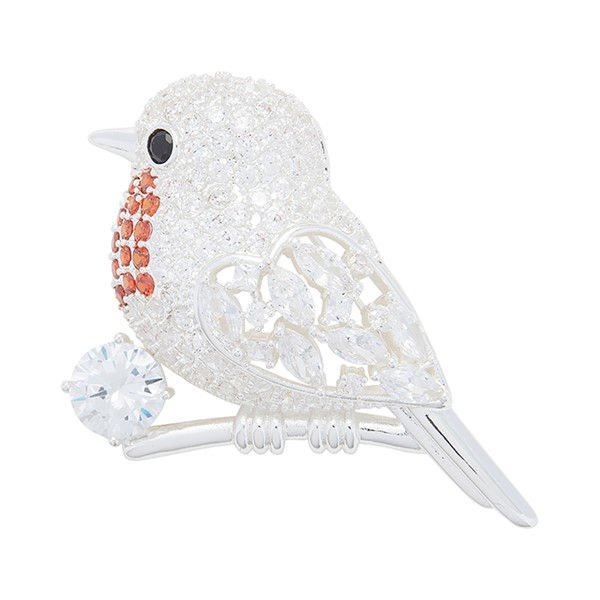 Thumbnail: Equilibrium Robins Appear Sparkle Silver Plated Brooch