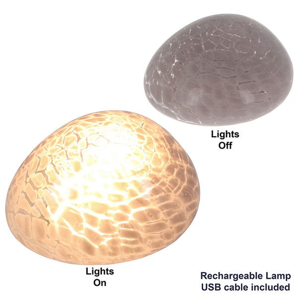 Thumbnail: Pebble Glow Crackle Lamp Grey Medium