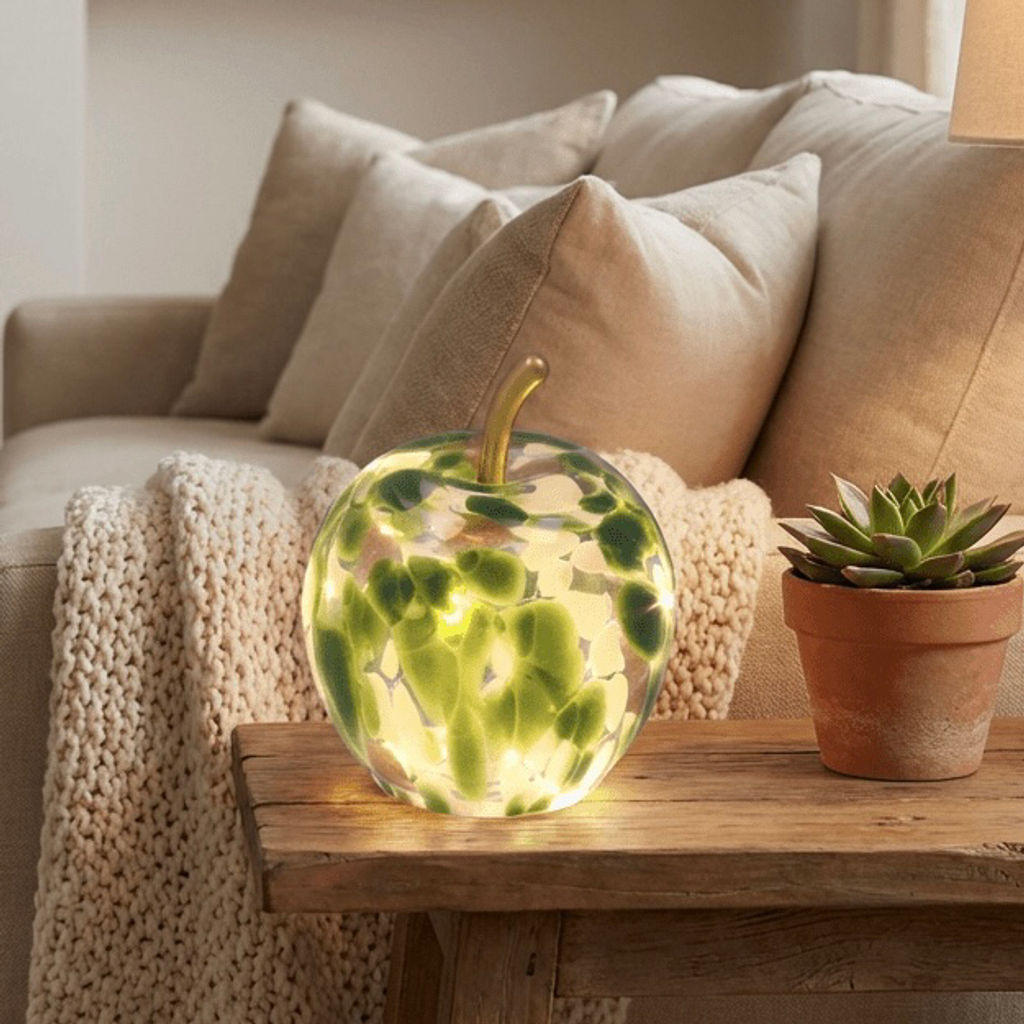 Diamond Cut LED Apple Mottle Green