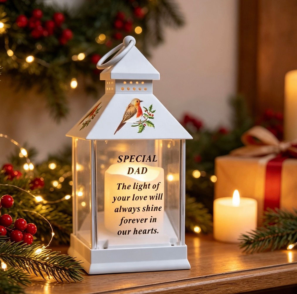 Dad Robin Outdoor Memorial Lantern With Timer