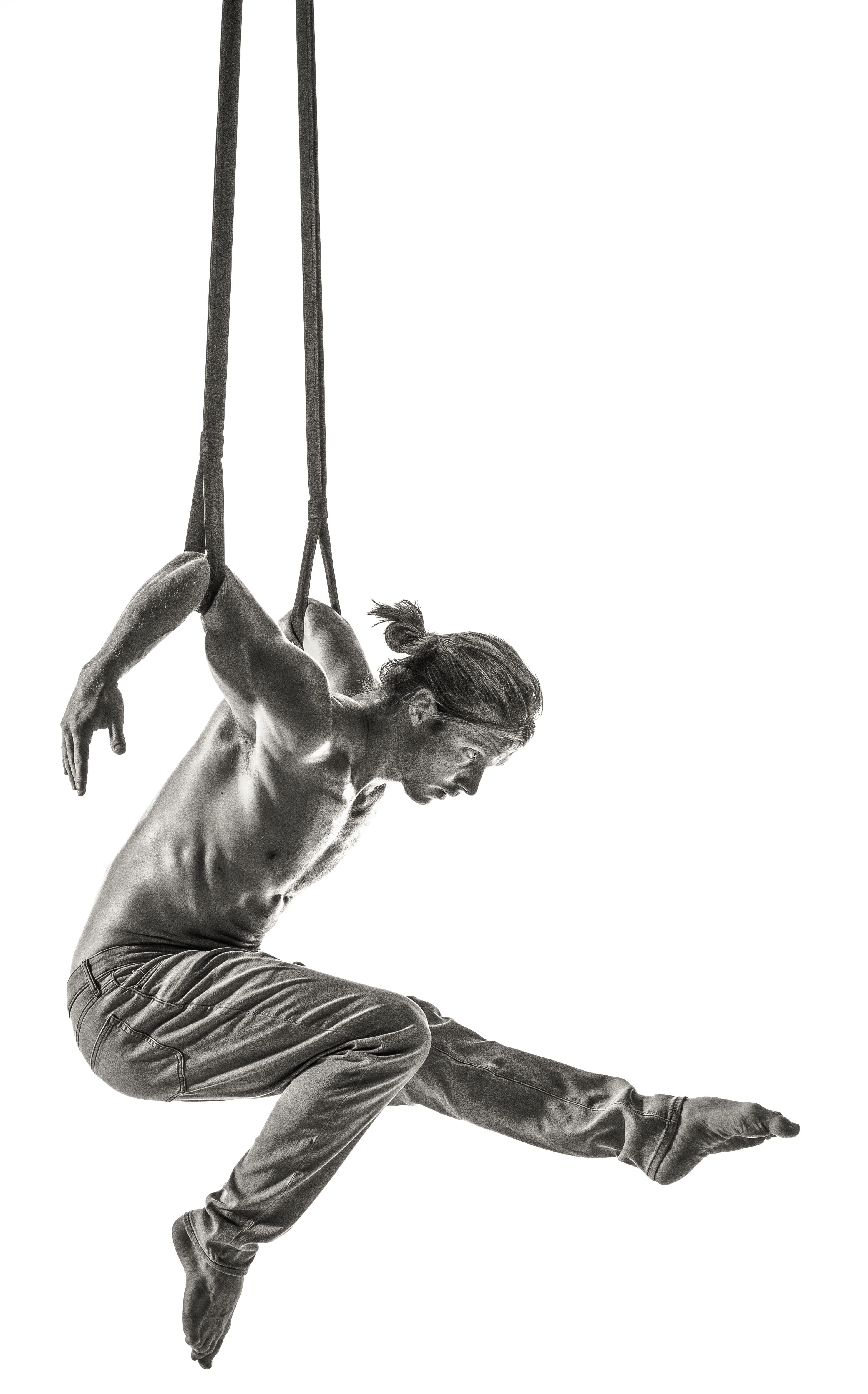 Eric Hardy in aerial strap 