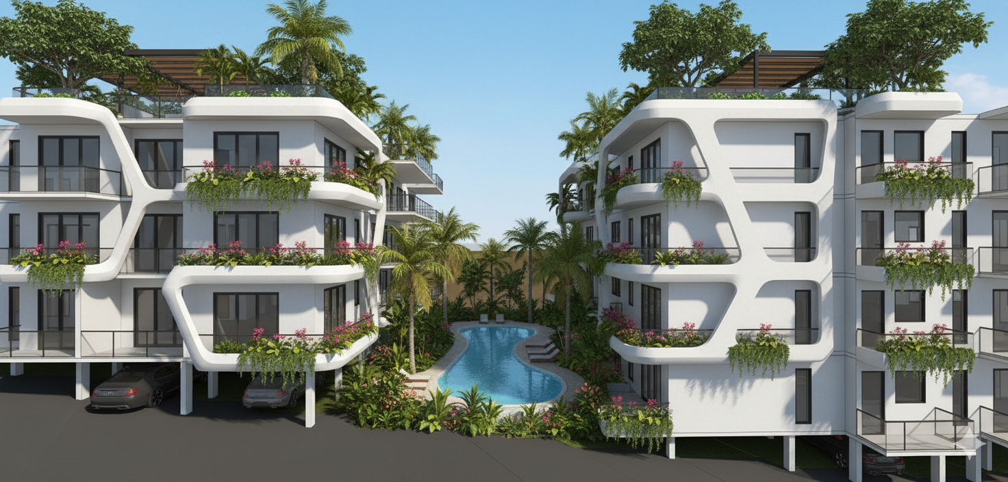 Curated visual reference: Fresh Look at Tropical Apartment Building 3D Model Archivinci