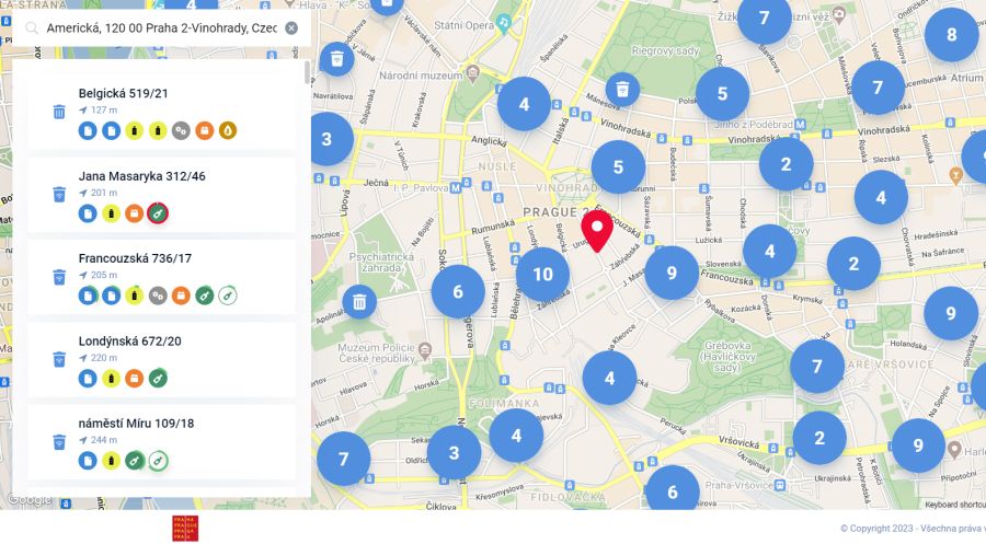 Foto: Web App Moje Praha - Odpady