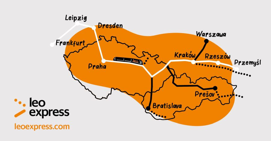 Leo Express fährt ab Ende Juli durchgehend von Frankfurt über Prag bis Przemyśl in Polen