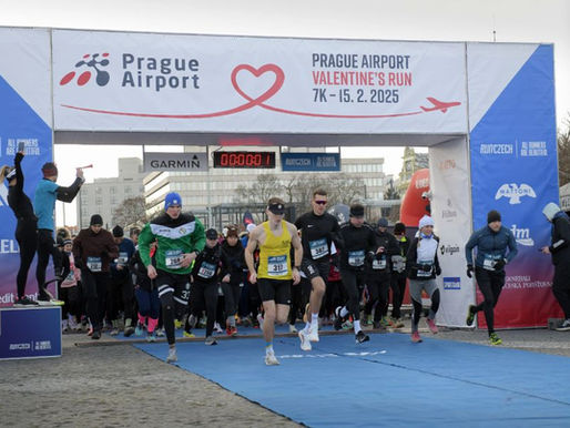 Romantischer Lauf im Prager Stromovka Park: Letiště Praha Valentýnský běh 7 km