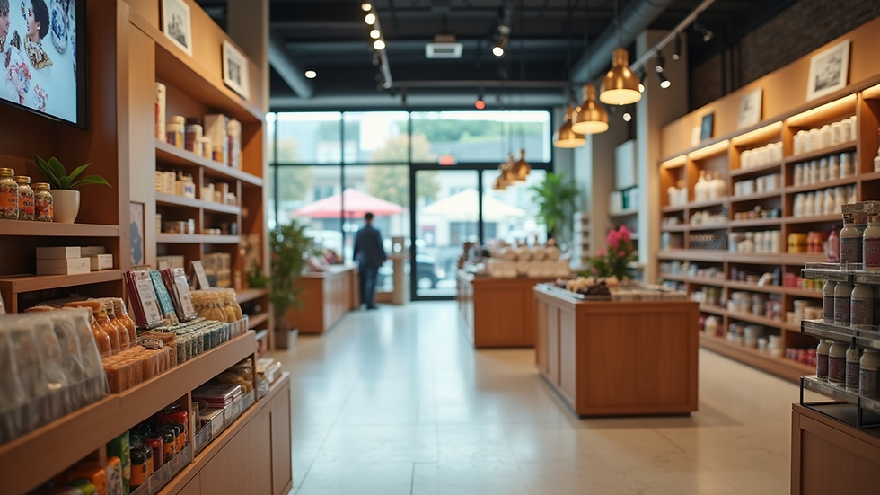 Eye-level view of a well-organized retail store with inviting displays