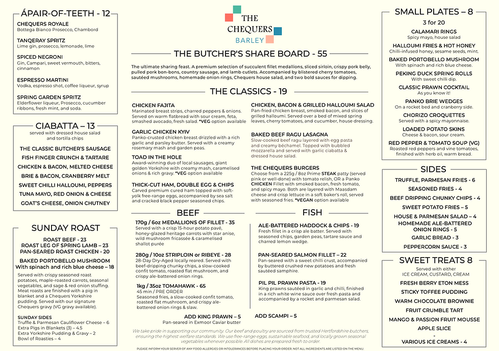 April 2026 Menu