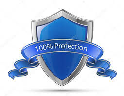 Blue shield with 100% Protection text