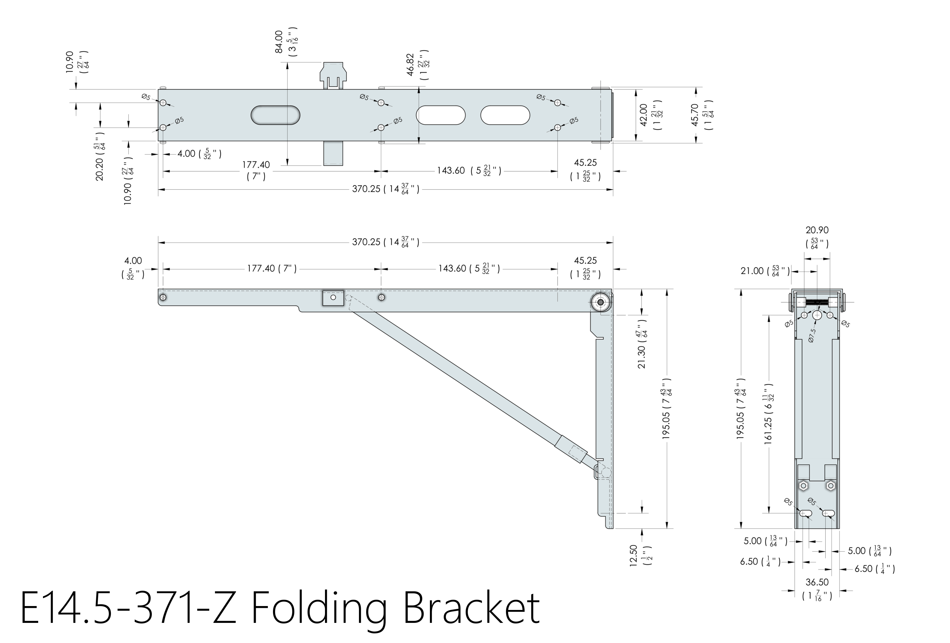 E14.5-371-Z Eureka MFG Wall Mounted Folding Brackets (Sold in Pairs)