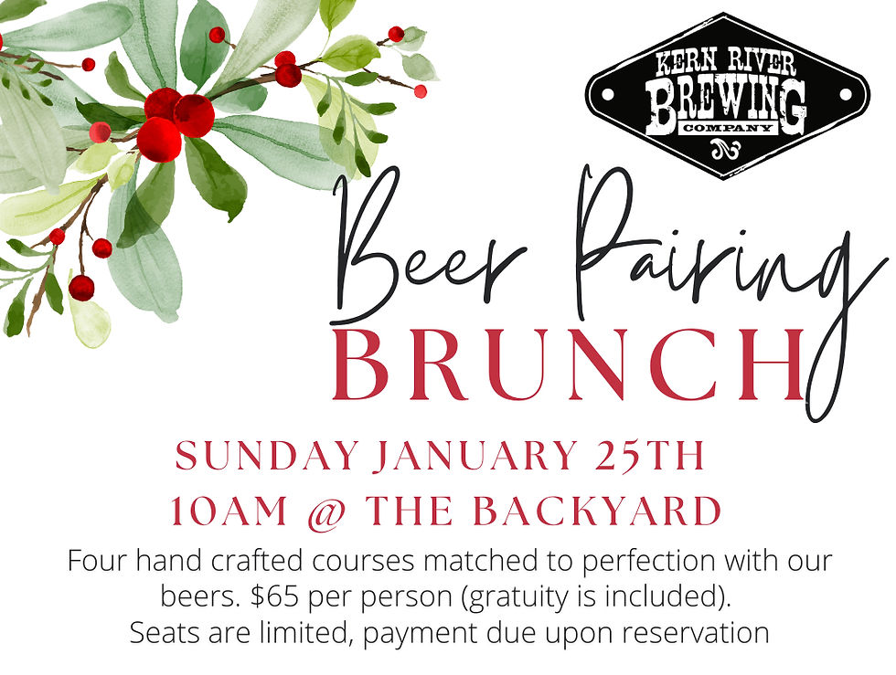 Poster for a Beer Pairing Brunch on January 25th at 10am.- Backyard location
