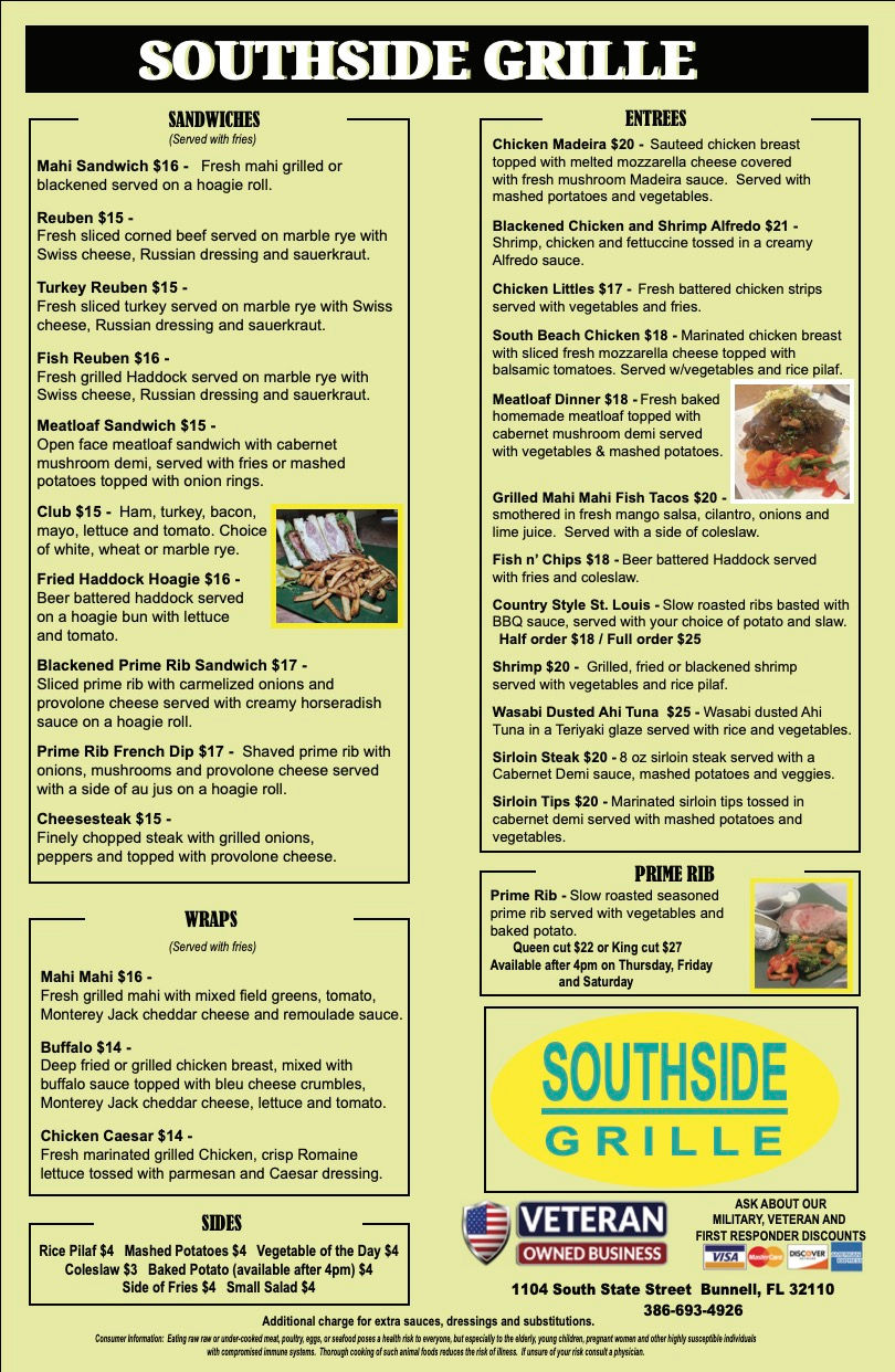 MENU Southside Grille