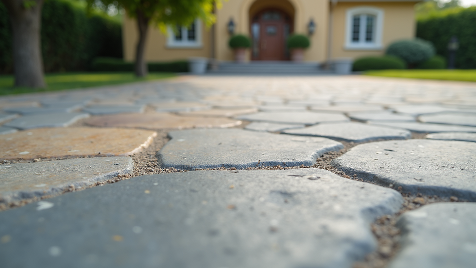 Close-up of stamped concrete with natural stone pattern