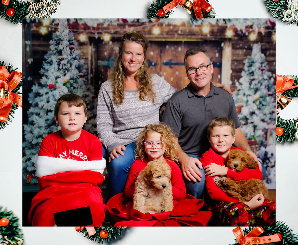 Family of five with two dogs