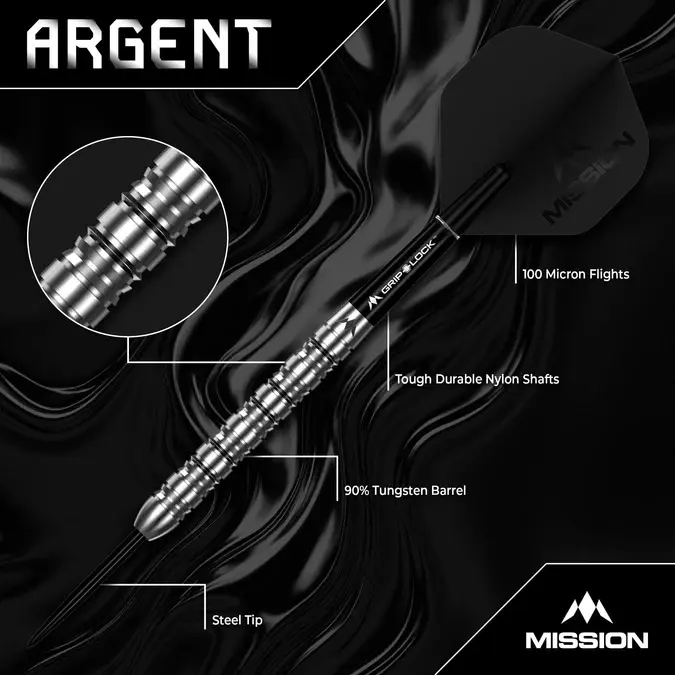 Miniatura: Mission Argent 90% tungsten Dart Set