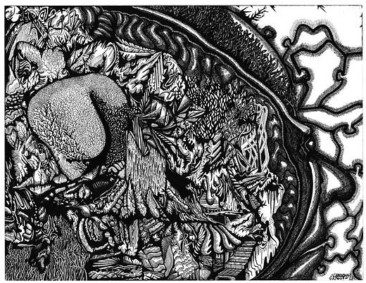fragment de conscience dessin artistique niveaux de gris
