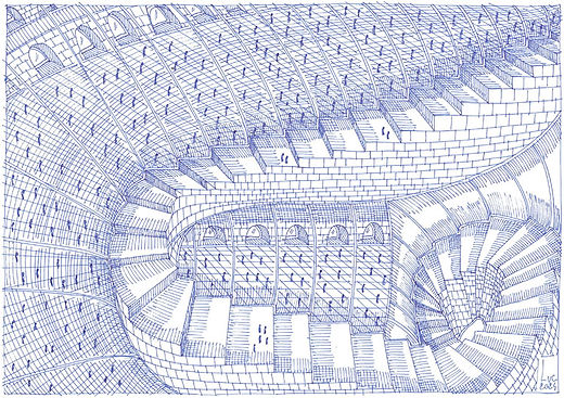 chemins parallèles dessin artistique monochrome bleu