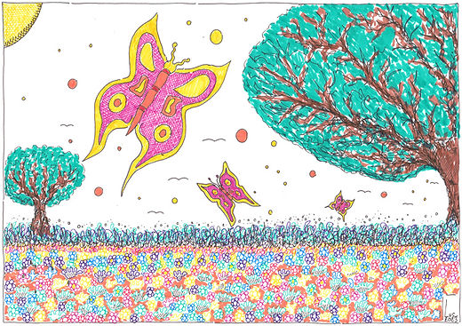 éffets_papillons dessin artistique couleurs encres permanent