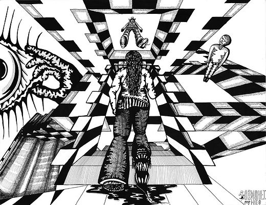 encre dessin artistique niveaux de gris