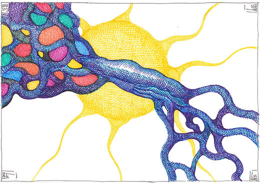 connexions dessin artistique couleurs encres permanent