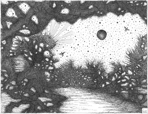 chemin de puissance dessin artistique niveaux de gris