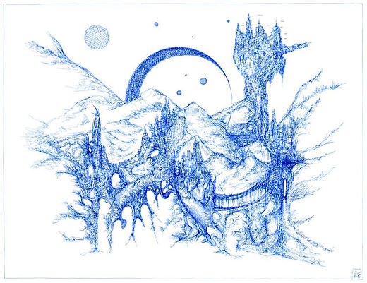 un certain état d'esprit dessin artistique monochrome bleu