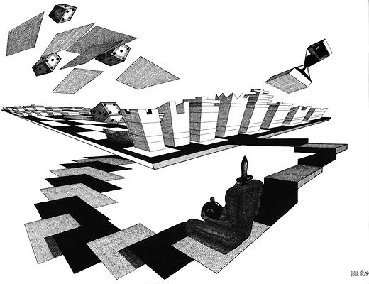 choc du hasard dessin artistique niveaux de gris