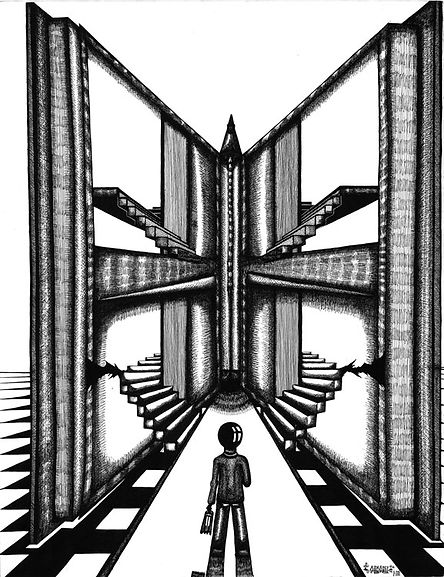 la route du savoir dessin artistique niveaux de gris