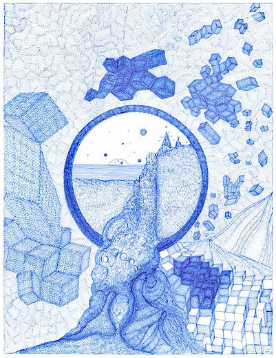 mécanisme dessin artistique monochrome bleu