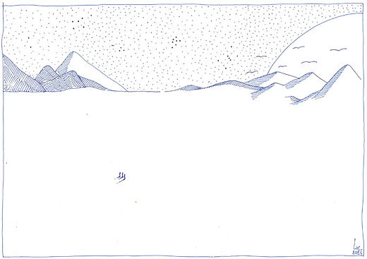 étendue dessin artistique monochrome bleu