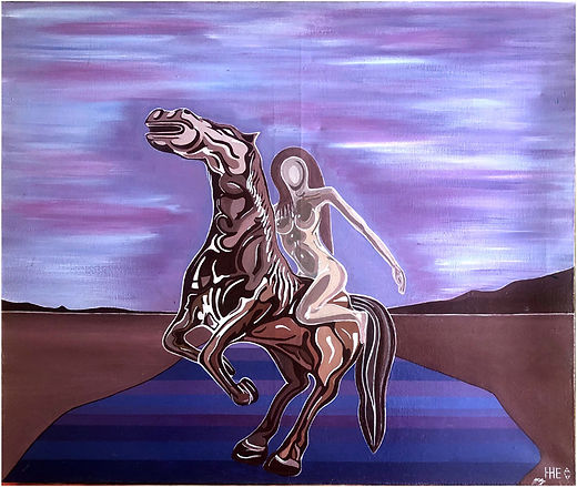 cavalier peinture artistique couleurs