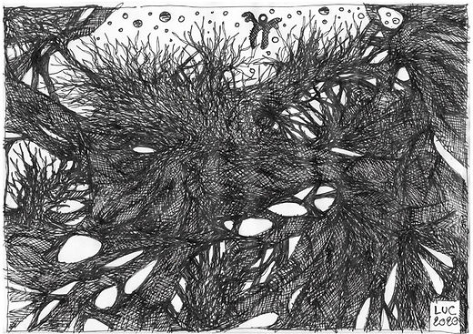 fôret dessin artistique niveaux de gris