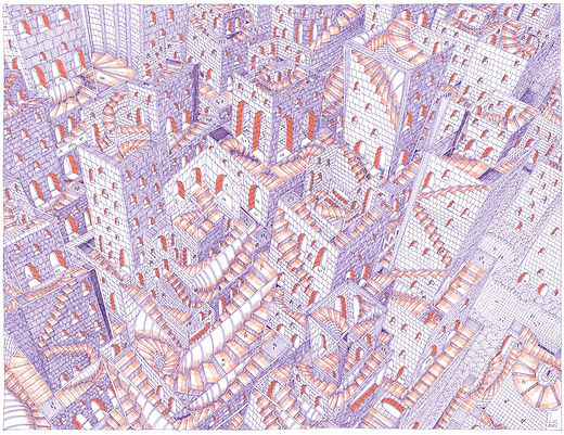 le défi du temps dessin artistique bichromie violet orange