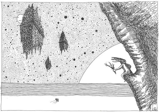 au dela du céleste dessin artistique noir et bleu