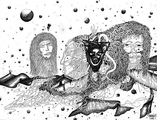 métamorphose dessin artistique niveaux de gris