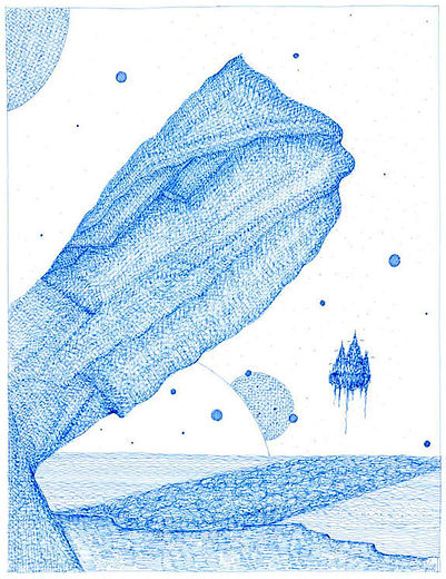 la pierre de l'esprit dessin artistique monochrome bleu