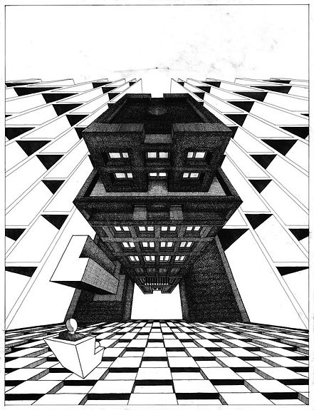 perspective dessin artistique niveaux de gris