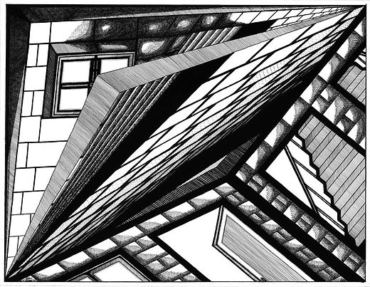 déstabilisation visuel dessin artistique niveaux de gris