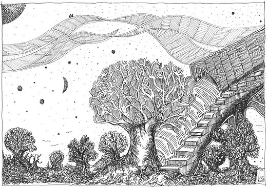 la campagne des volûtes dessin artistique niveaux de gris