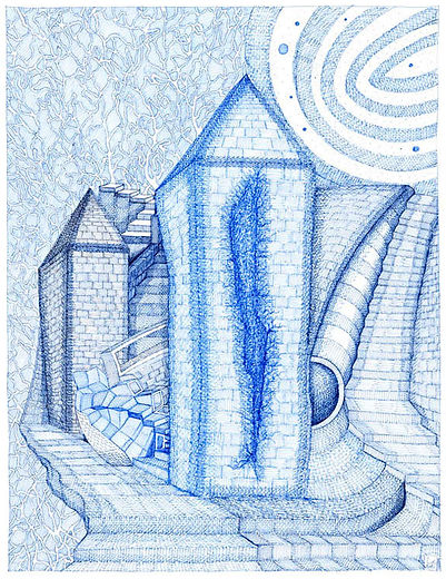 changement de paradigme dessin artistique monochrome bleu