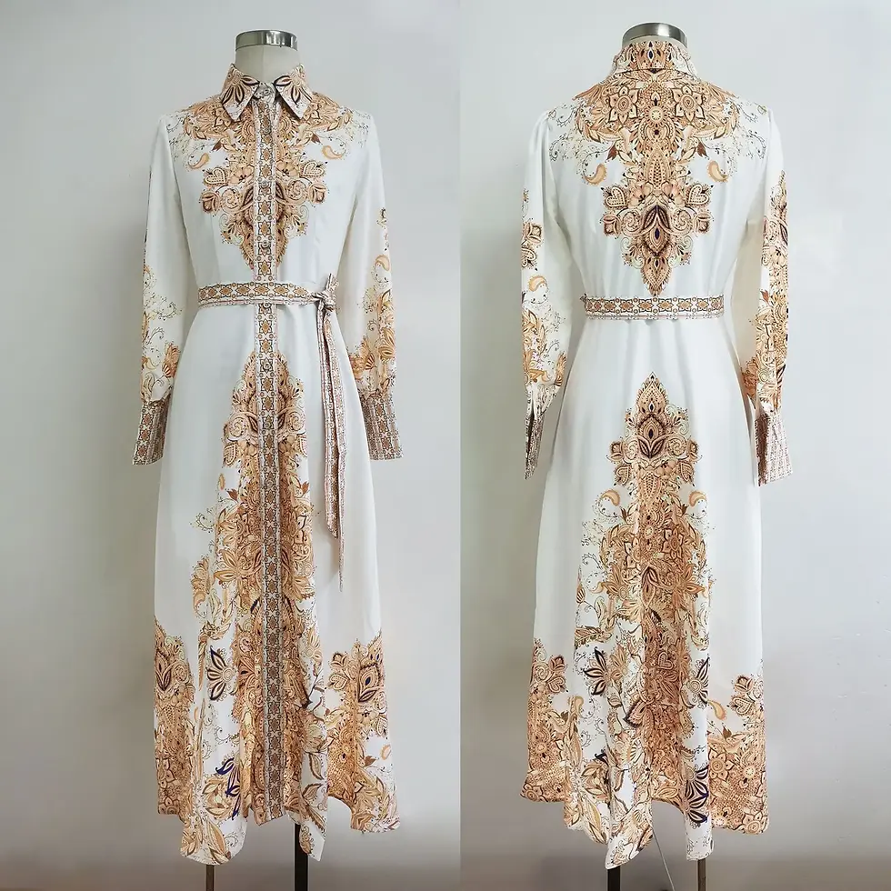 Thumbnail: Printed Button‑Down Modest Abaya‑Style Maxi Dress