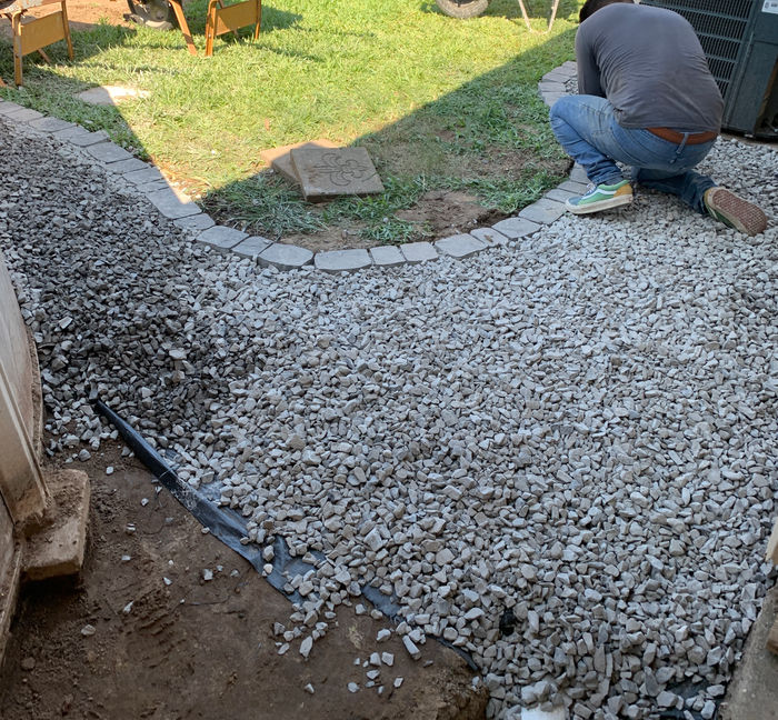During the install of the French drain system in the backyard