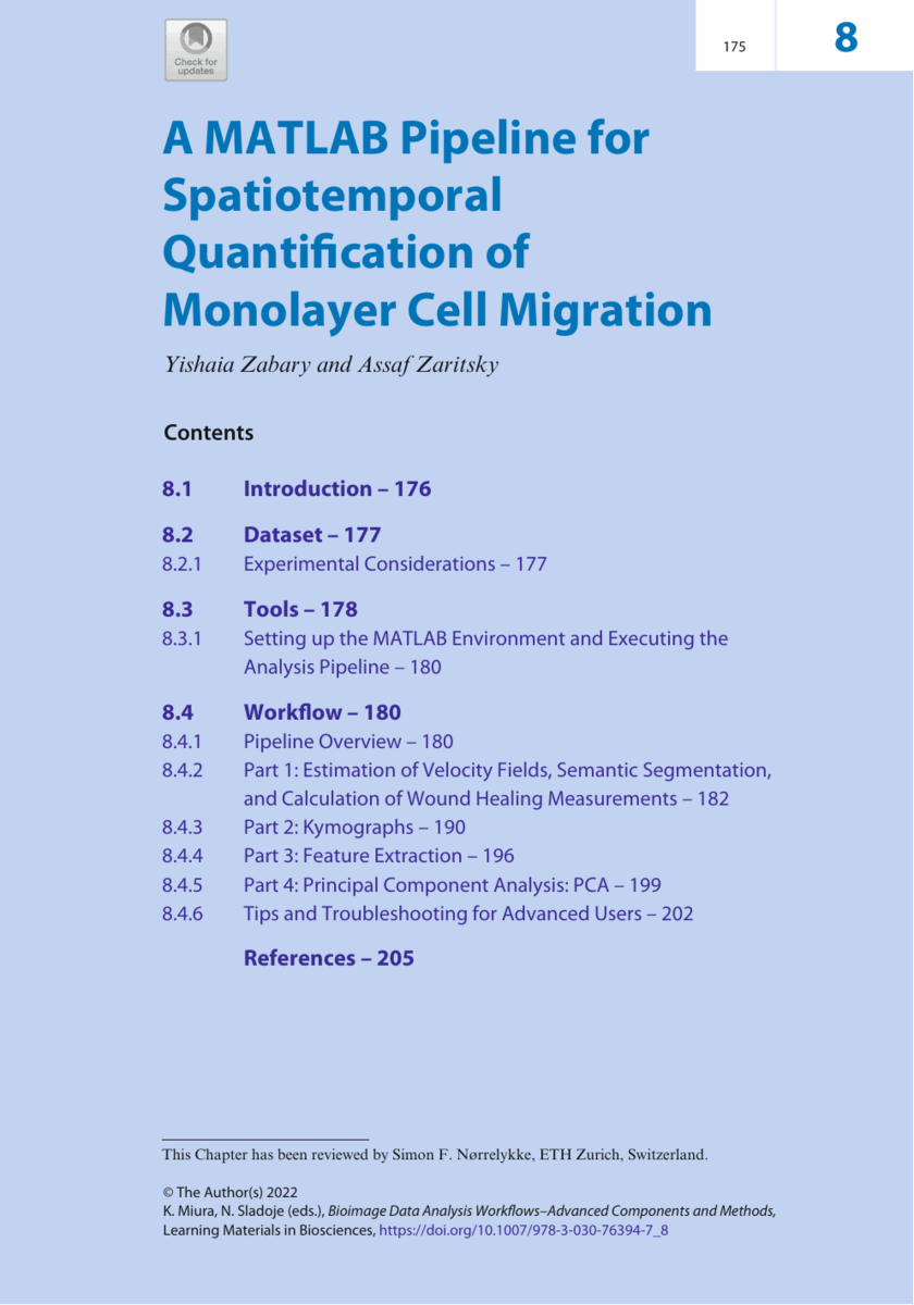 Spatiotemporal quantification of monolayer cell migration book chapter published!