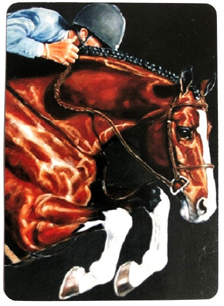 Horse & Jockey | Steeplechase Jumping White Horses Race Horse Carnival | Art Painting Swap Cards SINGLE