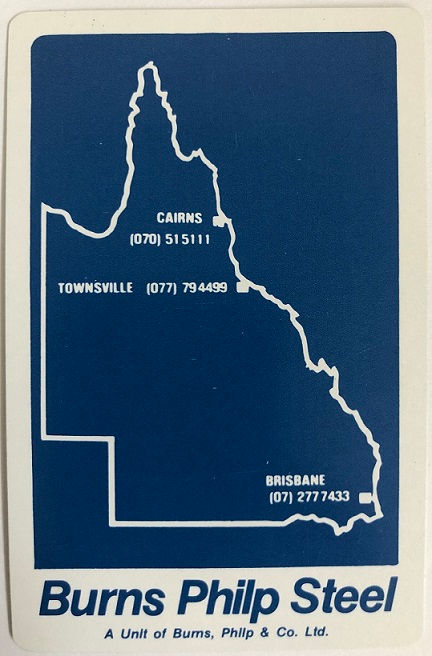 Burns Philp Steel Australian Company Advertising | Australiana Swap Cards SINGLE