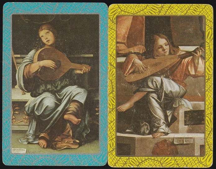 People & Music Single Swap Cards in Pair Vintage Renaissance Music Instruments Lute & Guitar