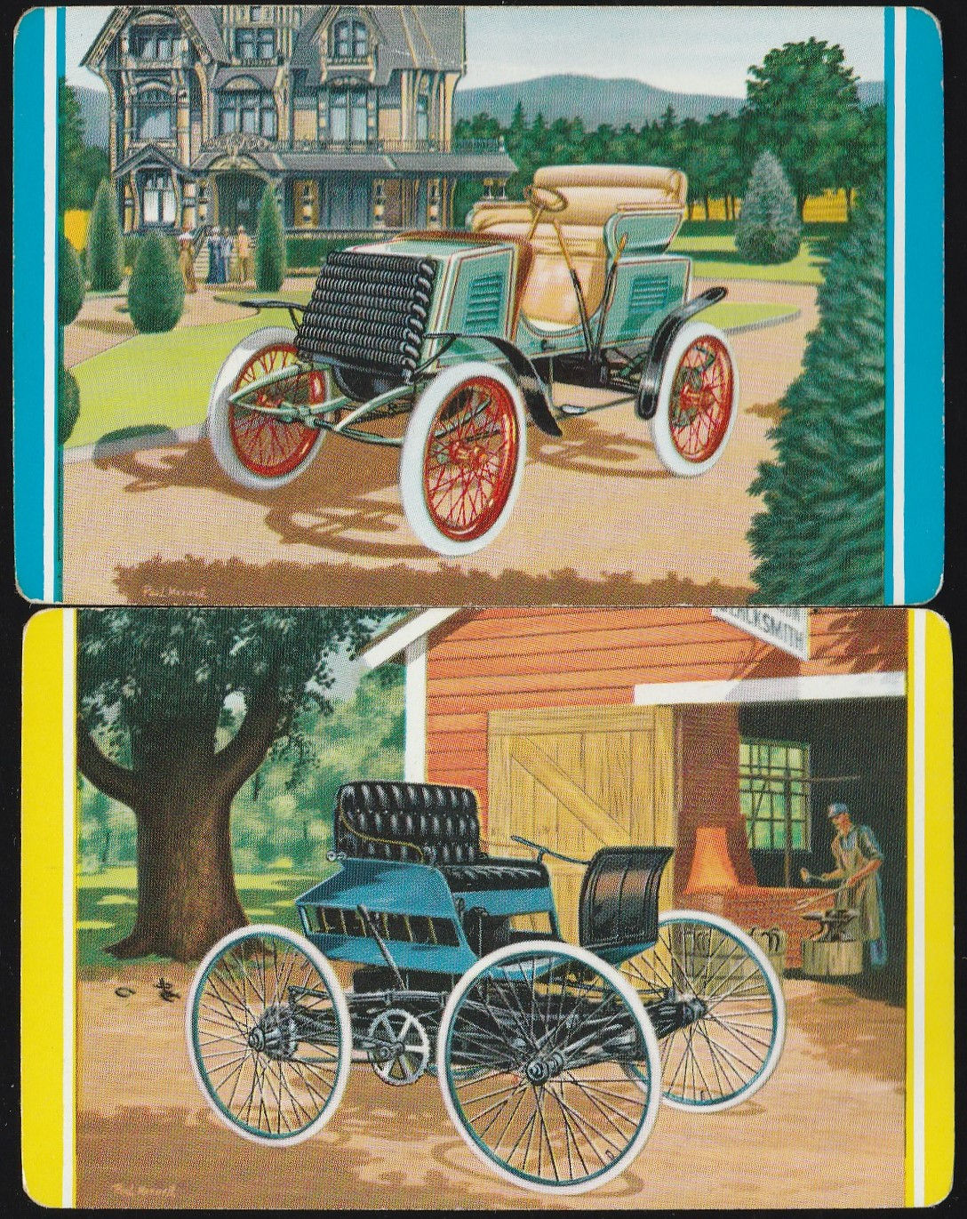 Vintage Antique Cars #1 | Transport | Scenery Swap Cards PAIR