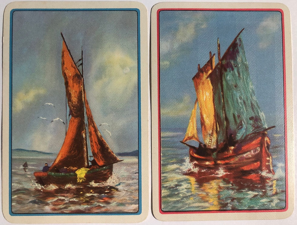 Sailing Ships Sail Yacht Ocean Boat | Transport & Scenery Vintage Herringbone Swap Cards SINGLE in Pair