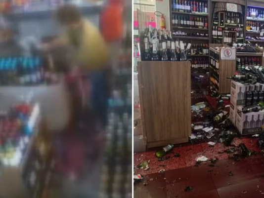 Homem quebra garrafas de vinho avaliadas em R$ 60 mil após cartão não passar em supermercado de Dourado