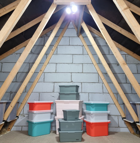 Loft bulb in use illuminating a loft